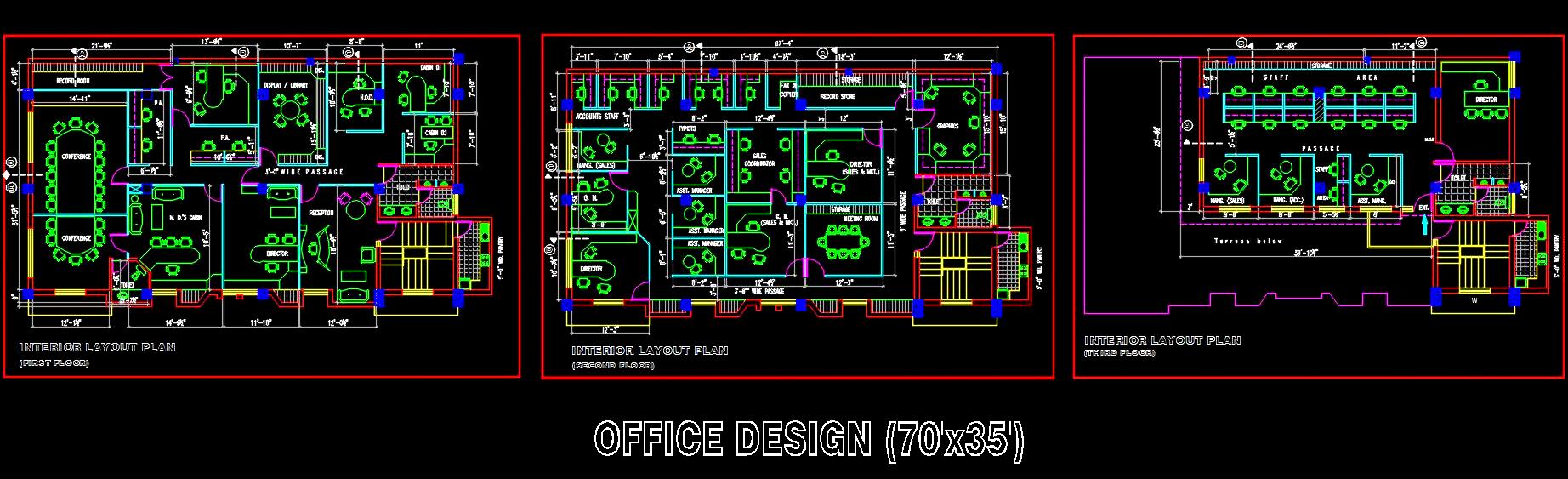 G+2 Office Layout Plan - Detailed Autocad Drawing